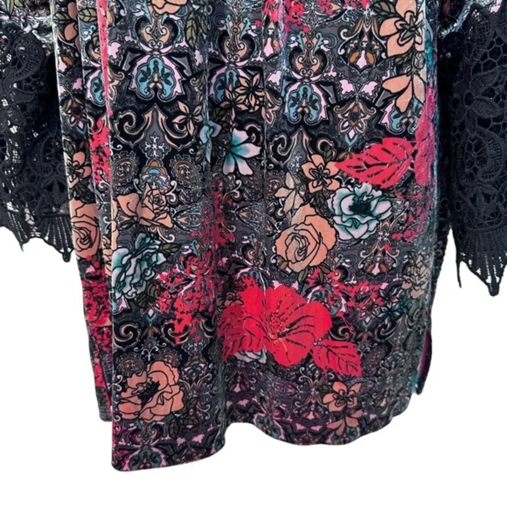 Ali Miles Velvet‎ floral Logenlook tunic size 1X - Image 6