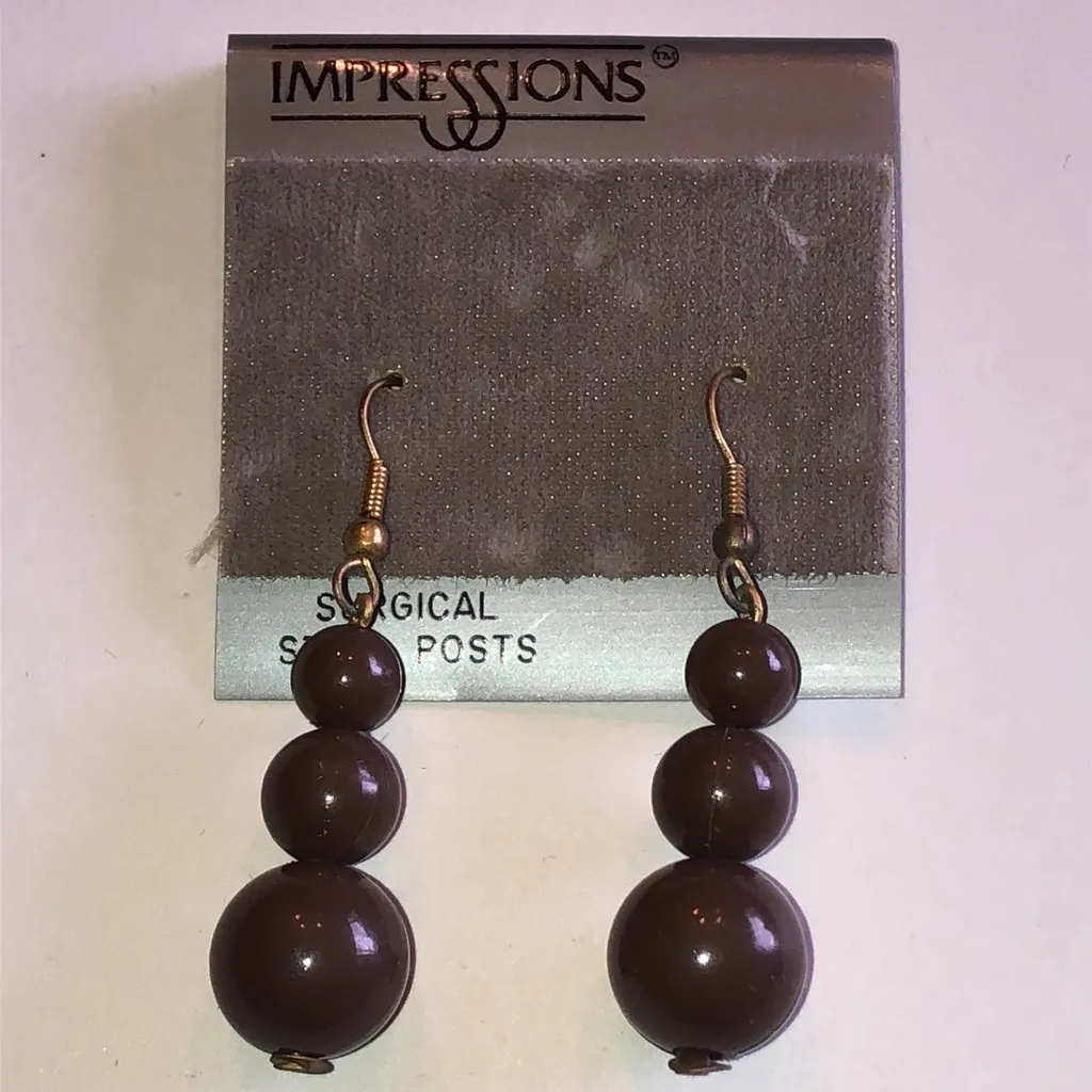 Impressions Brown and Gold Tone Beaded  Boho Earrings - Image 3