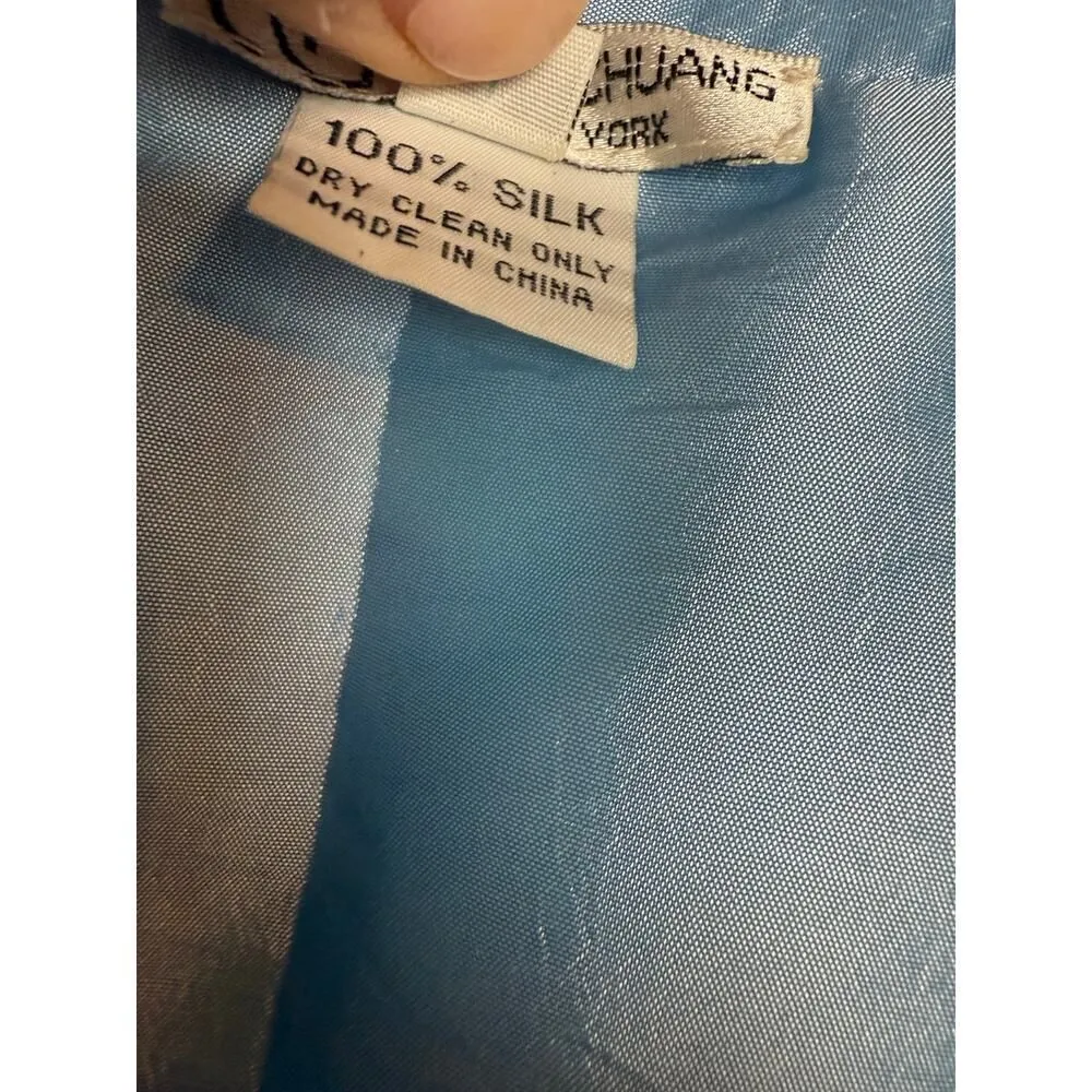 Grace Chuang 100% Silk Jacket Sz. S Blue - Image 5
