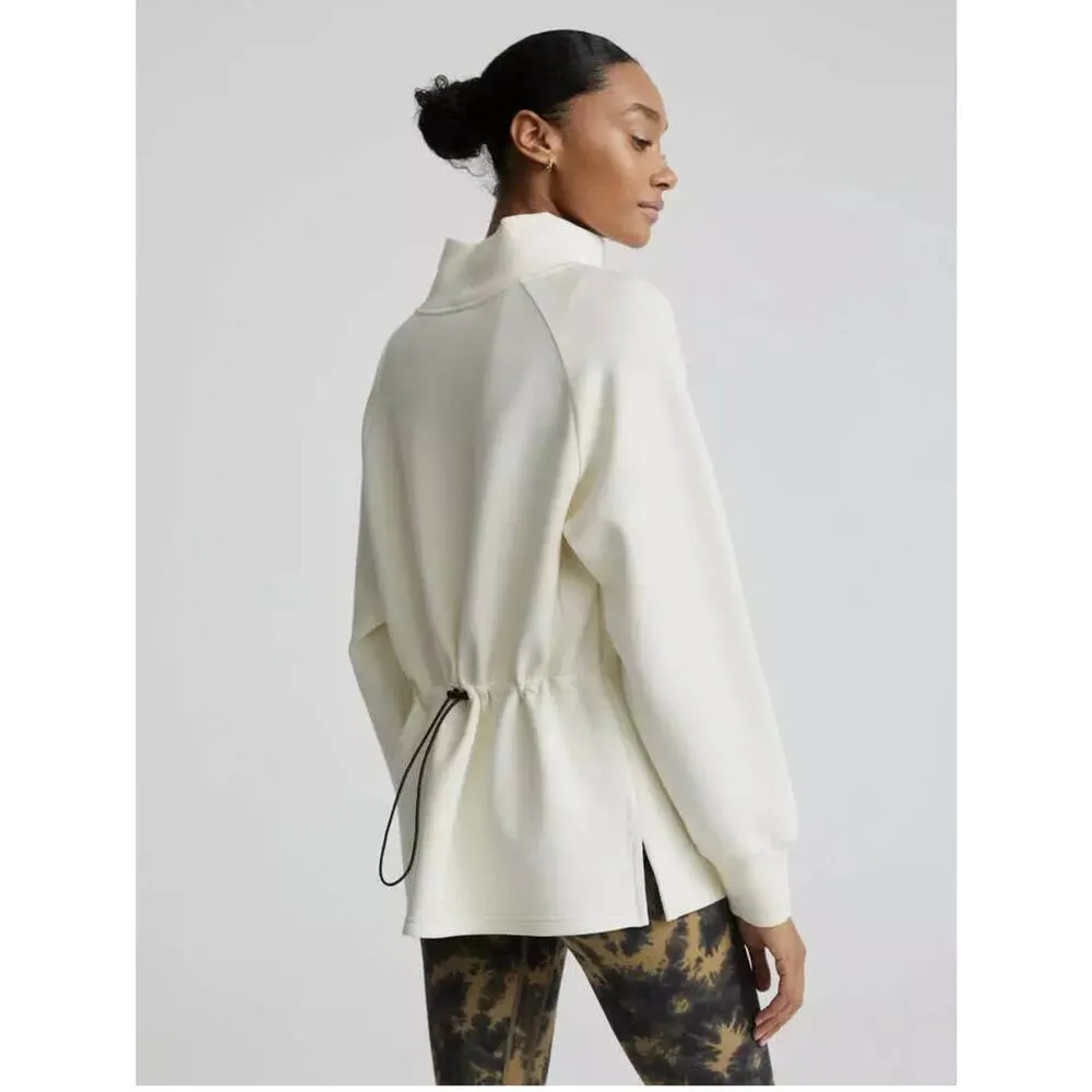 Varley Arcola Mock Neck Pullover Sweatshirt L Oversize Sweater Beige Egret Tunic - Image 5