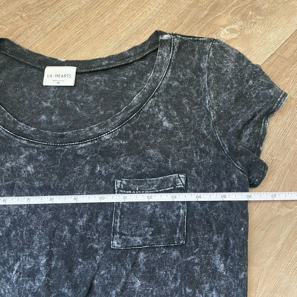 L.A. Hearts Short Sleeve Crop Top Tie Front Knot Black Whimsy Goth Punk Size M - Image 10