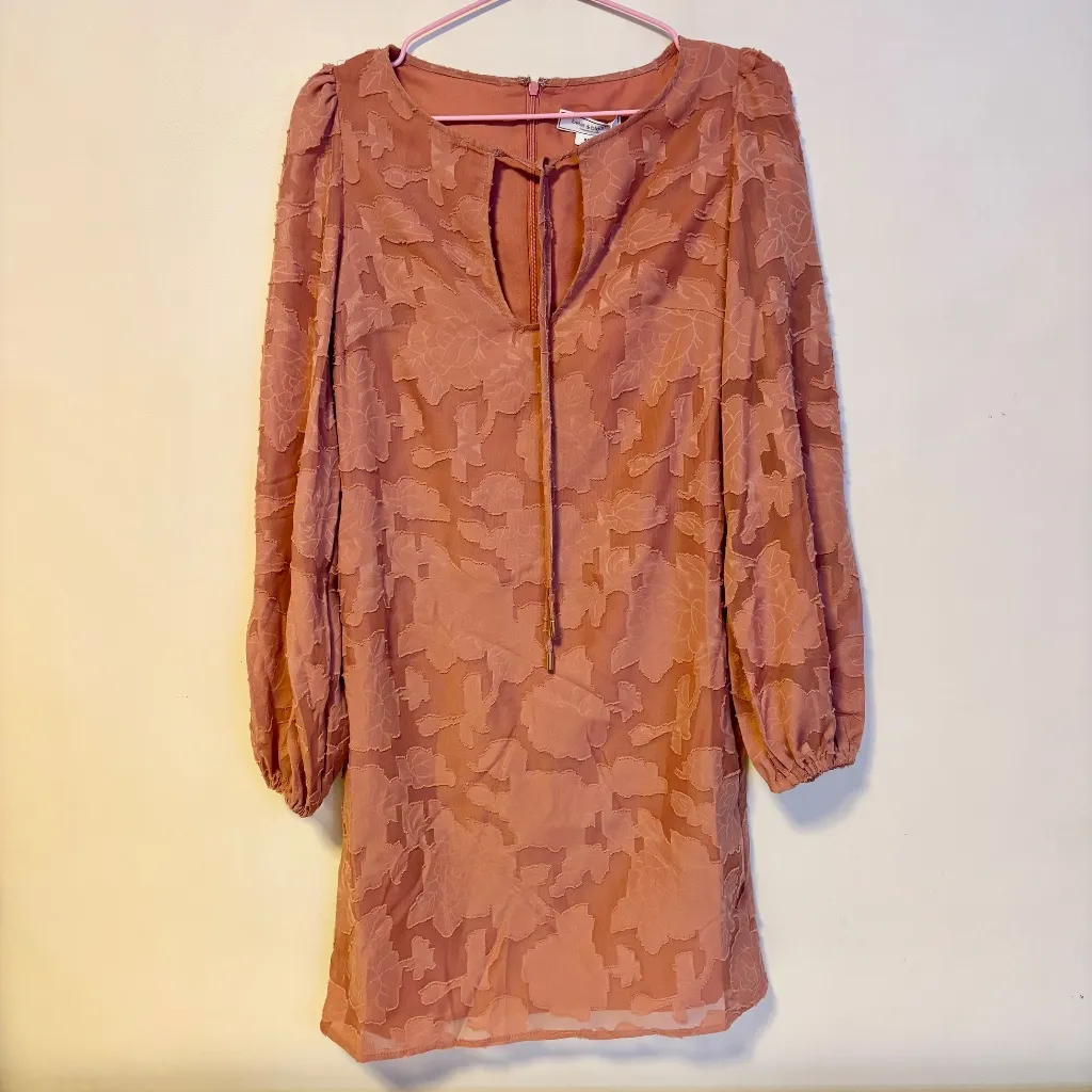 Belle & Bloom Kiss the Stars Puff Long Sleeve Mini Dress Floral Rose Womens XS Pink - Image 6