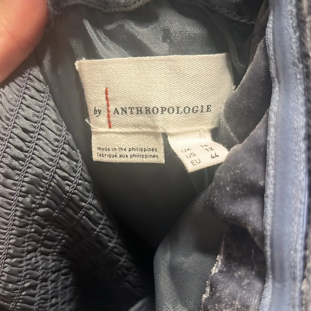 BY ANTHROPOLOGIE (NWT) The Femme Velvet Jumpsuit, Dusty Blue, Size 12 - Image 11