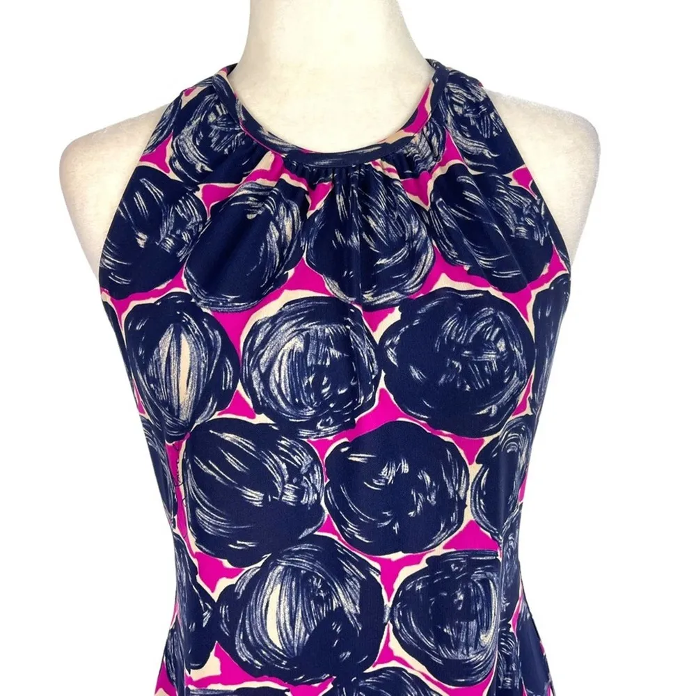Tory Burch Flinnia Printed Dress Wild Orchid Knee Length Fitted Sleeveless Small - Image 2