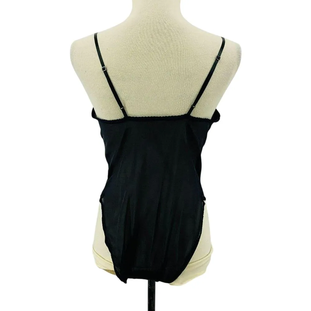 Vintage Black Satin Lace Sexy Teddy Lingerie Large Womens - Image 5