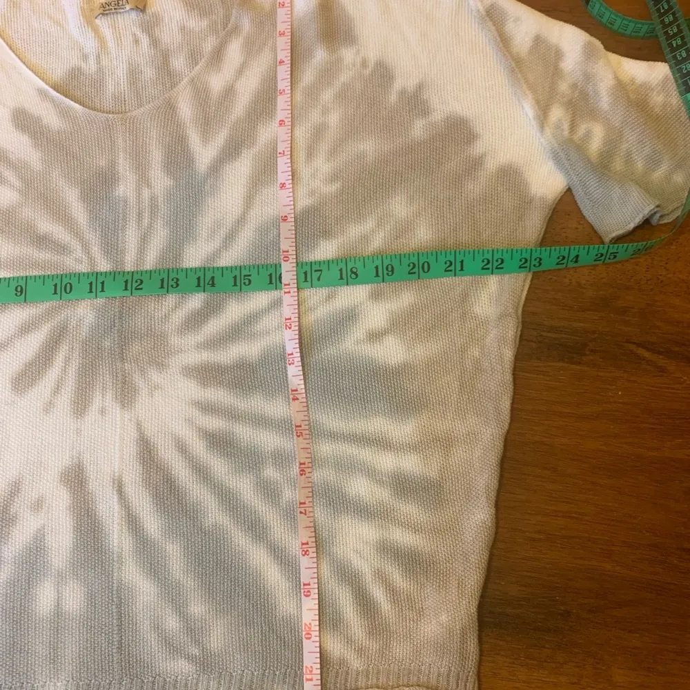 Angela top Medium Beige Brown Blue waffle knit, tie - Image 3