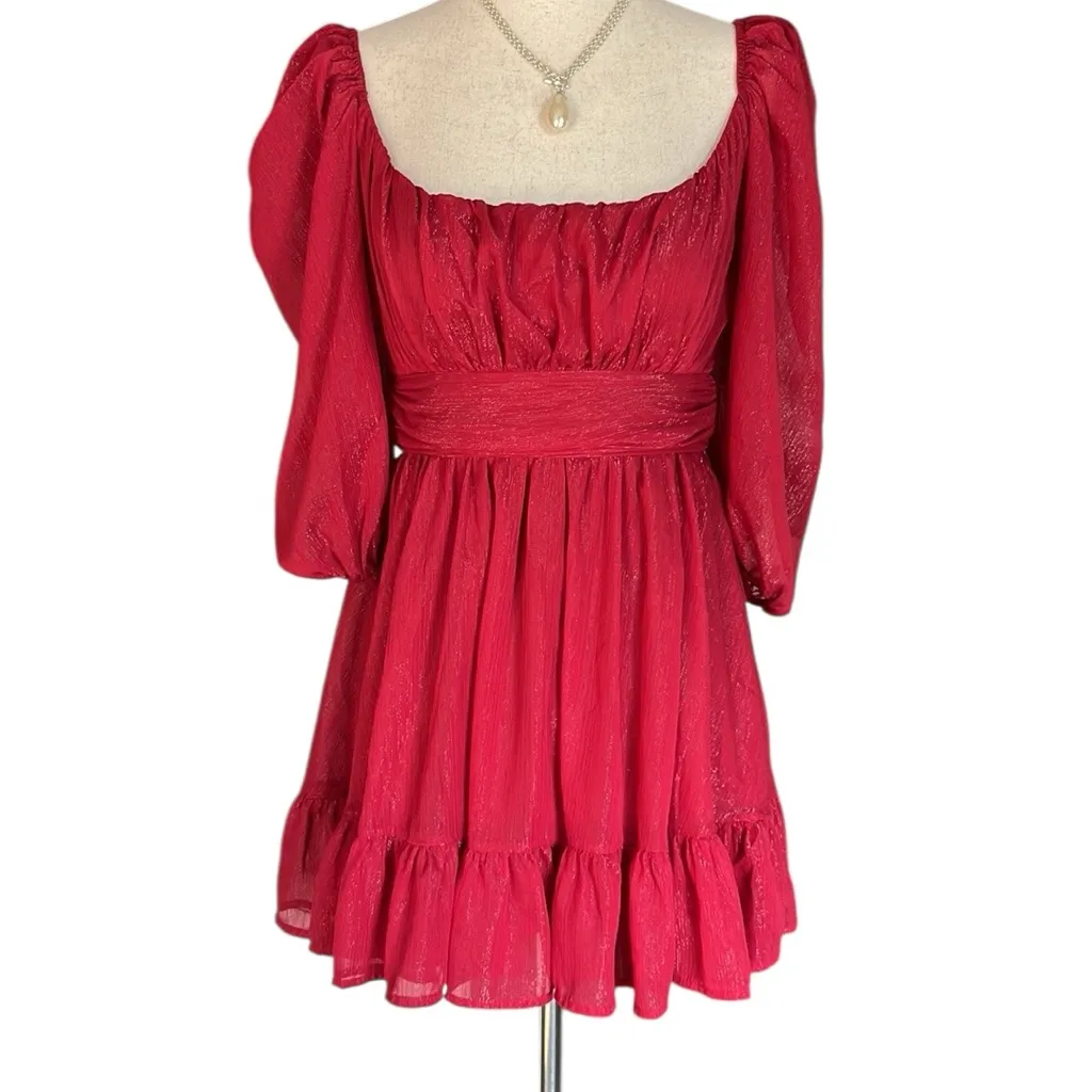 Lucy In The Sky Floral Ruffle Puff Sleeve Babydoll Dress - Image 12