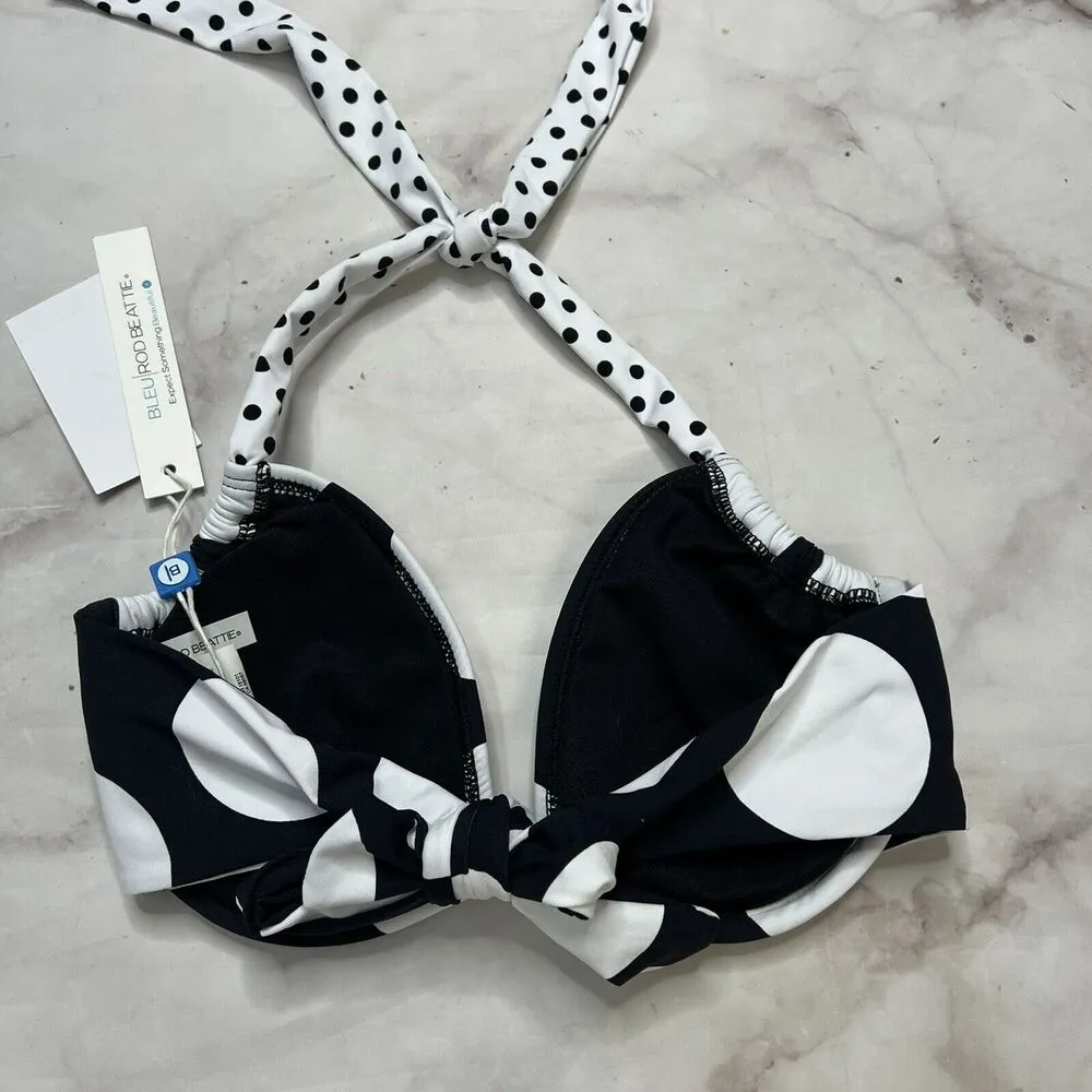 Bleu Rod Beattie Womens Swimwear Black Size 4 Underwire Bikini Top Polka Dot New - Image 4
