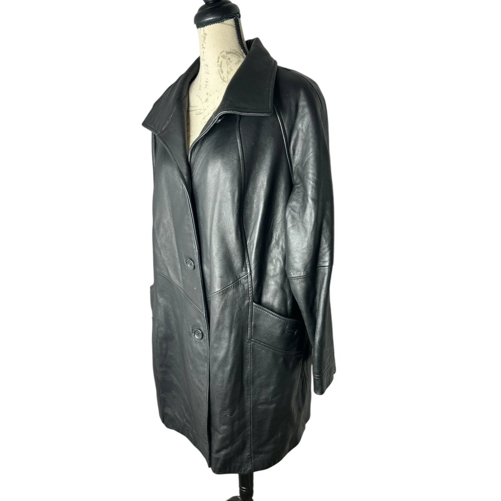 Preston & York Lambskin Leather Jacket Womens Sz 1X Plus Black Full Zip - Image 2