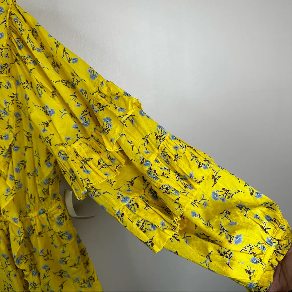 NEW Happy Nature Meadow Flower Ruffle Dress XL Yellow Ditsy Floral Cottagecore - Image 4
