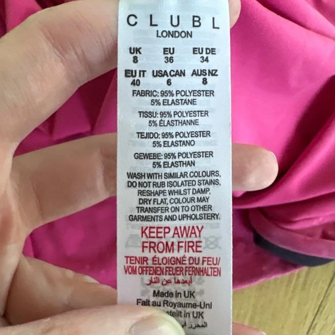 Club L London Phantasy Print Cowl Neck Maxi Dress in Pink & Black Size 4 - Image 4