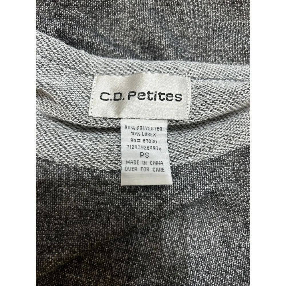 CD Petites Womens Sz PS Top Pullover 3/4 Sleeve Gray Shimmer Gray - Image 4