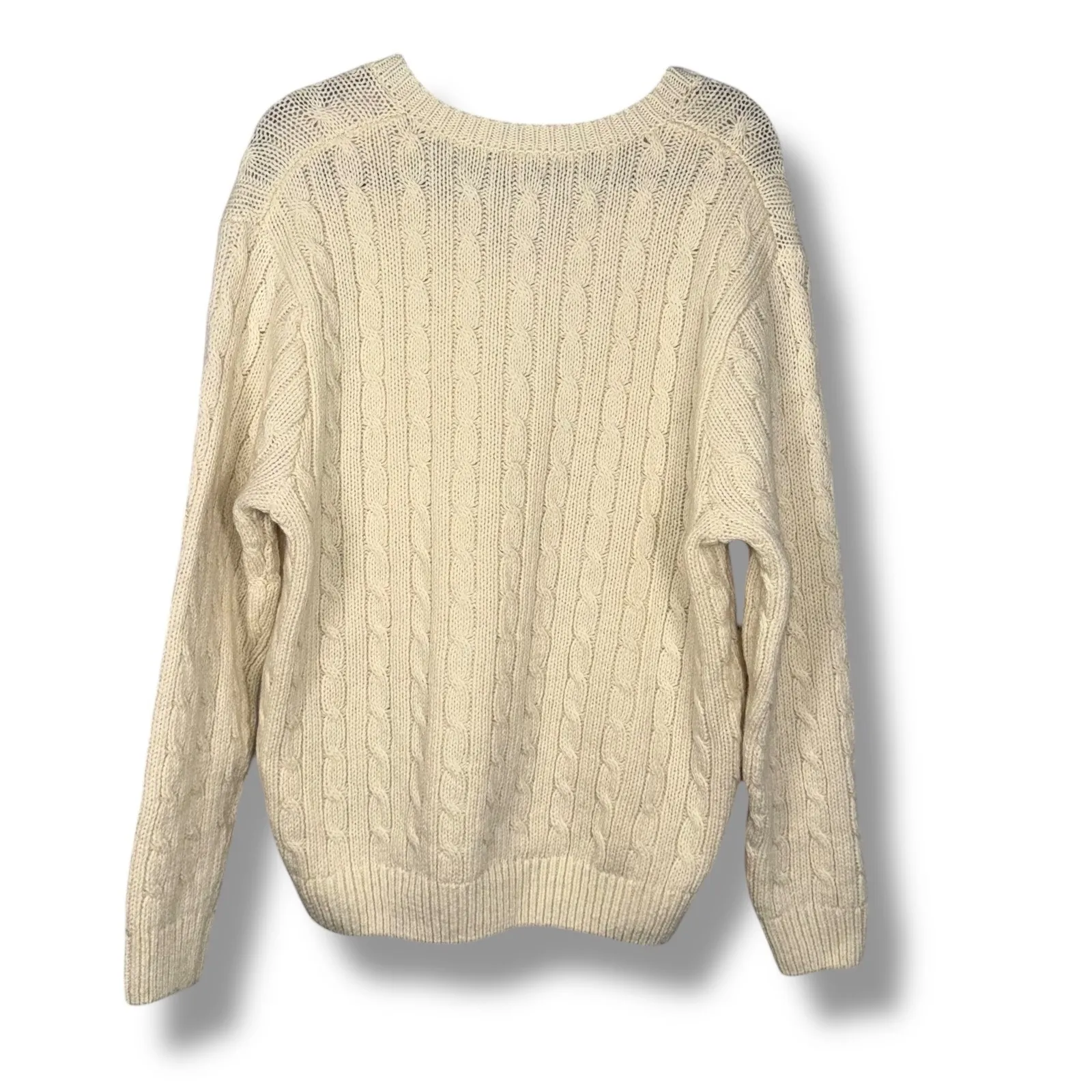 Brandy Melville Cream Cable Knit V Neck Wool Acrylic Sweater Women - Image 7