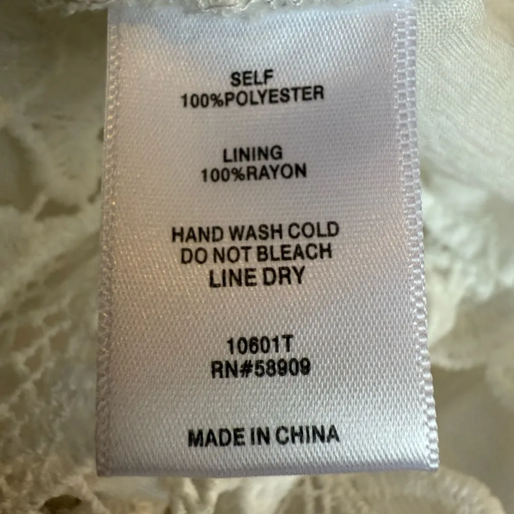 CREMIEUX White Floral Lace Overlay Top Back Zip Size S - Image 4