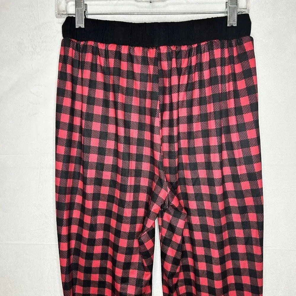 Simply Southern Pajama Pants Red Black Check Lounge Ruffle Hem Sz M (28x29) - Image 7