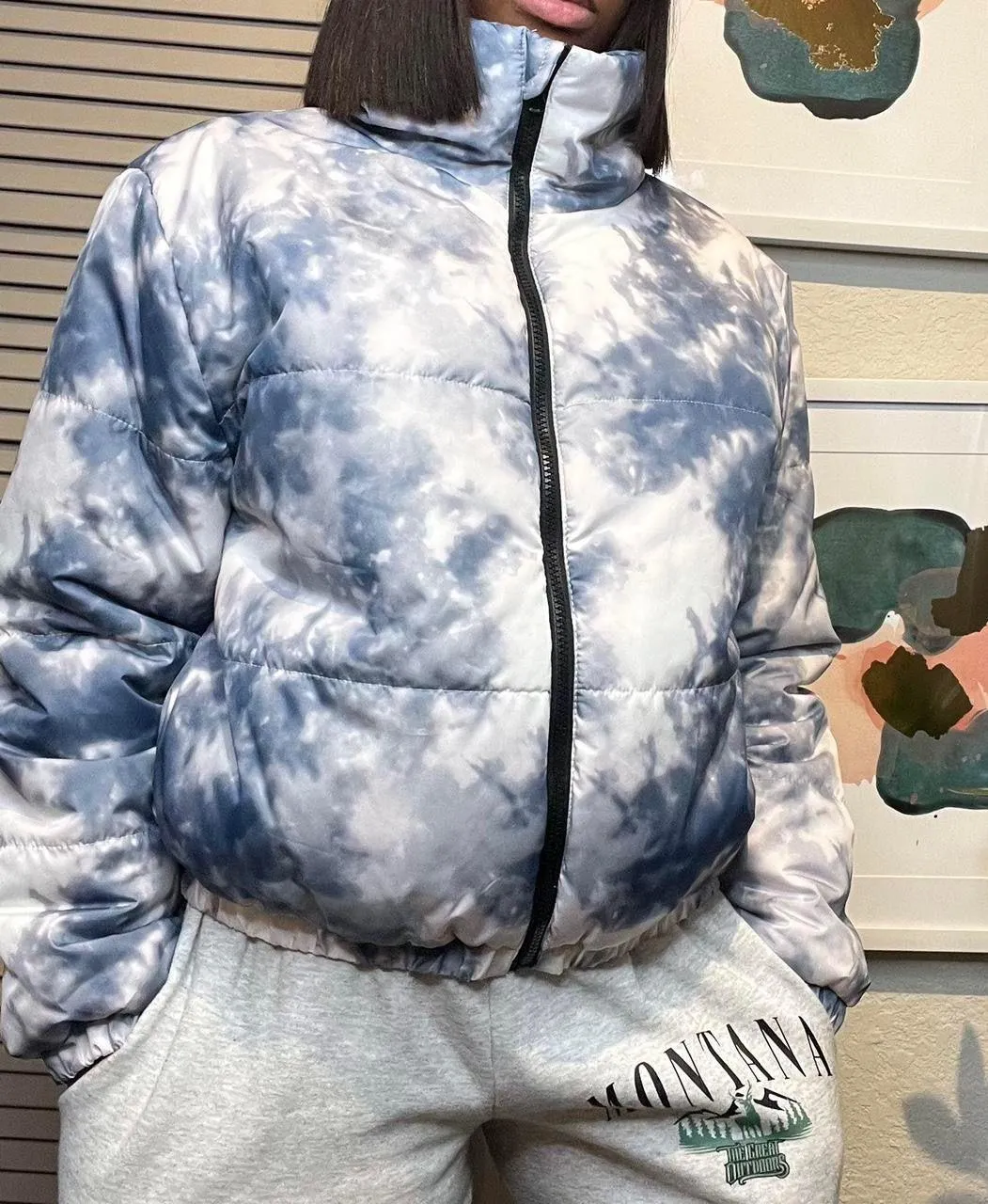 Tie Dye Puffer Jacket Large - Image 2
