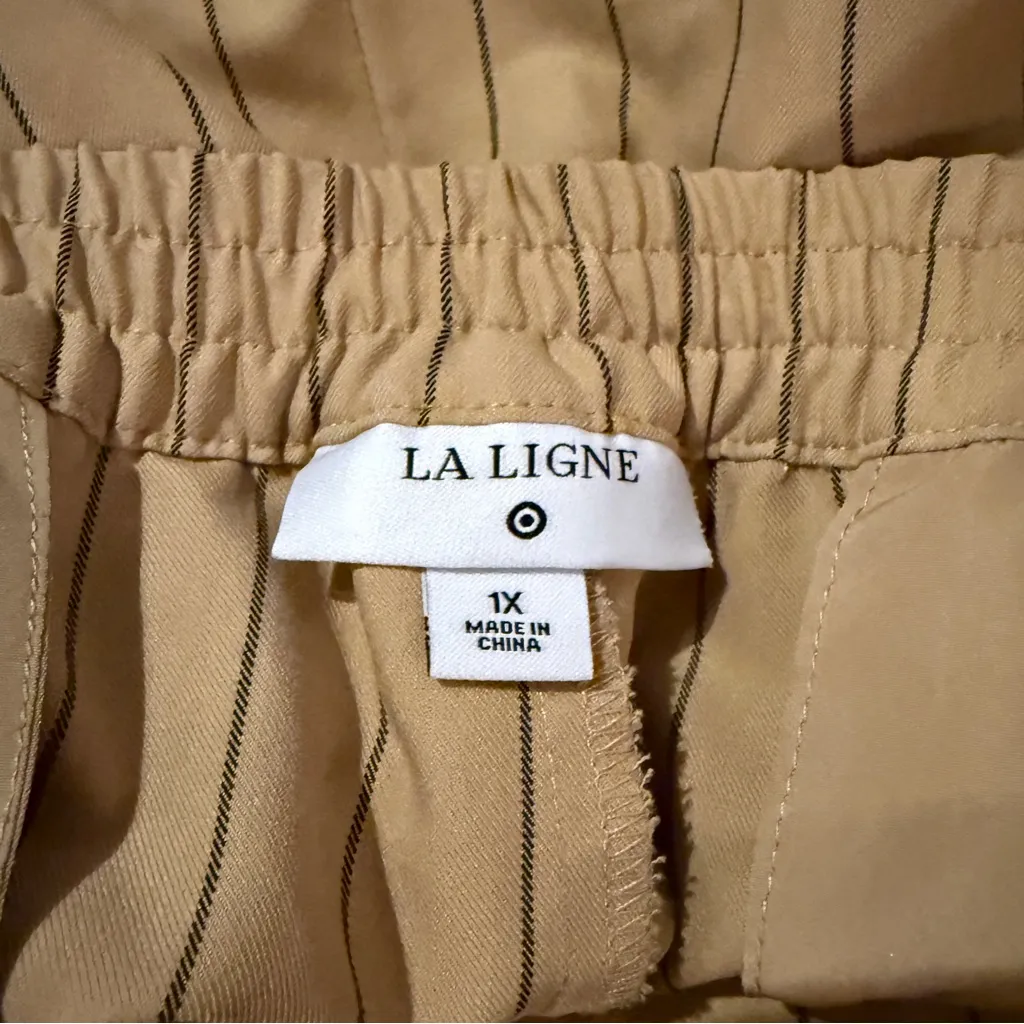 La Ligne x Target Side Stripe Tan & Black Wide Leg Trouser‎ Pants Sz 1X Plus - Image 8