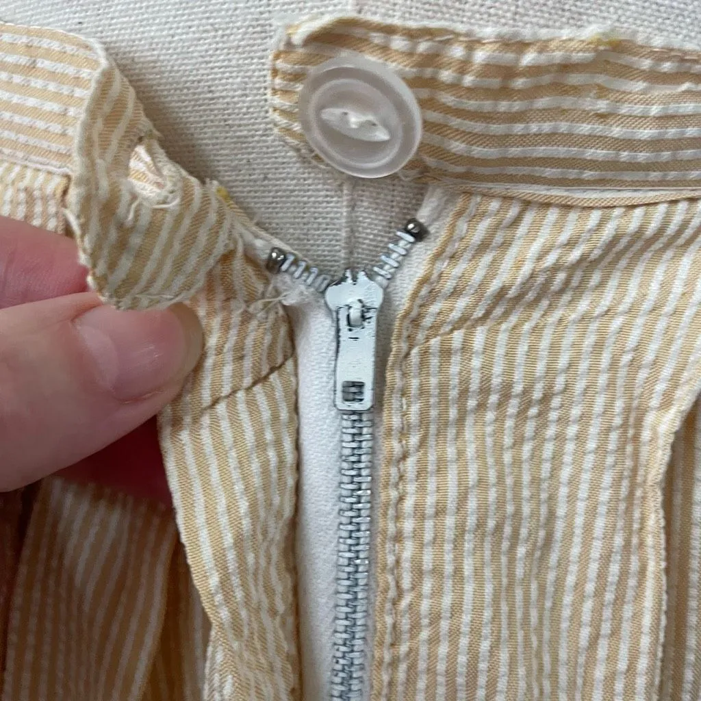 Vintage 50s Yellow Seersucker Stripe Blouse Skirt Outfit Mix and Match XS - Image 8
