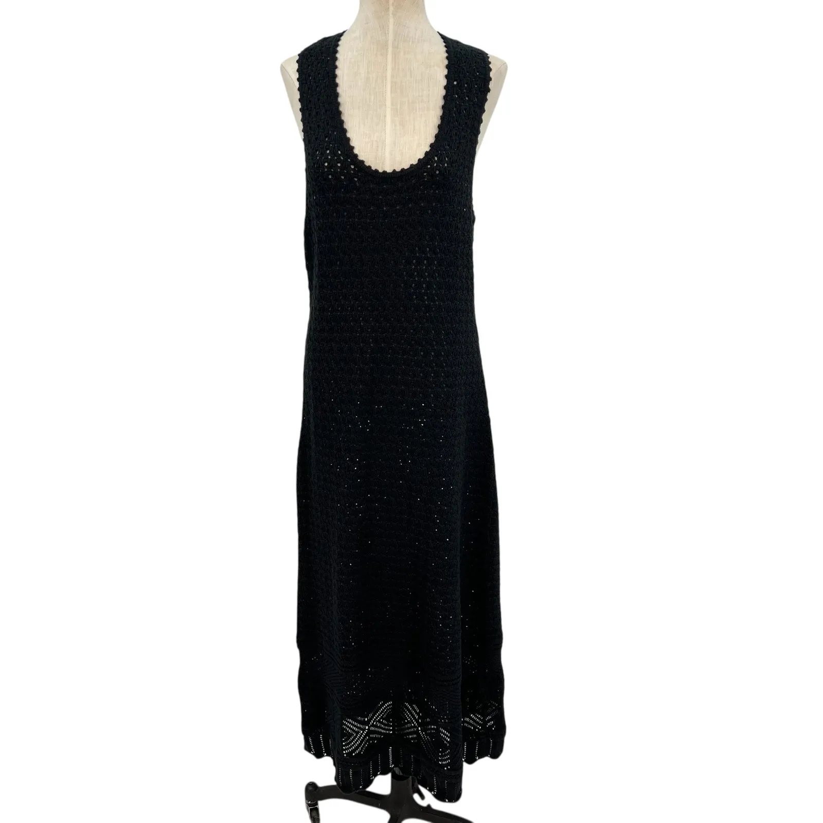 J. Crew Limited Edition Crochet Maxi Sweater Dress Black Size Large‎ - Image 3