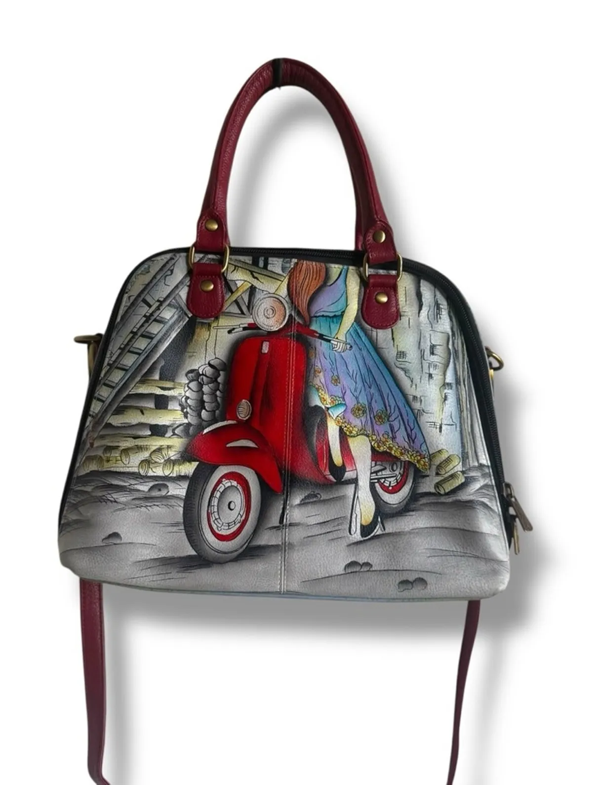 Anuschka Roman Dreams Scooter Small Multi Compartment Satchel RFID Blocker - Image 1