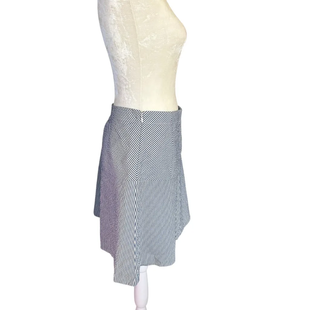 LOFT blue and white striped A-Line fully lined knee length skirt women's size 4 - Image 3