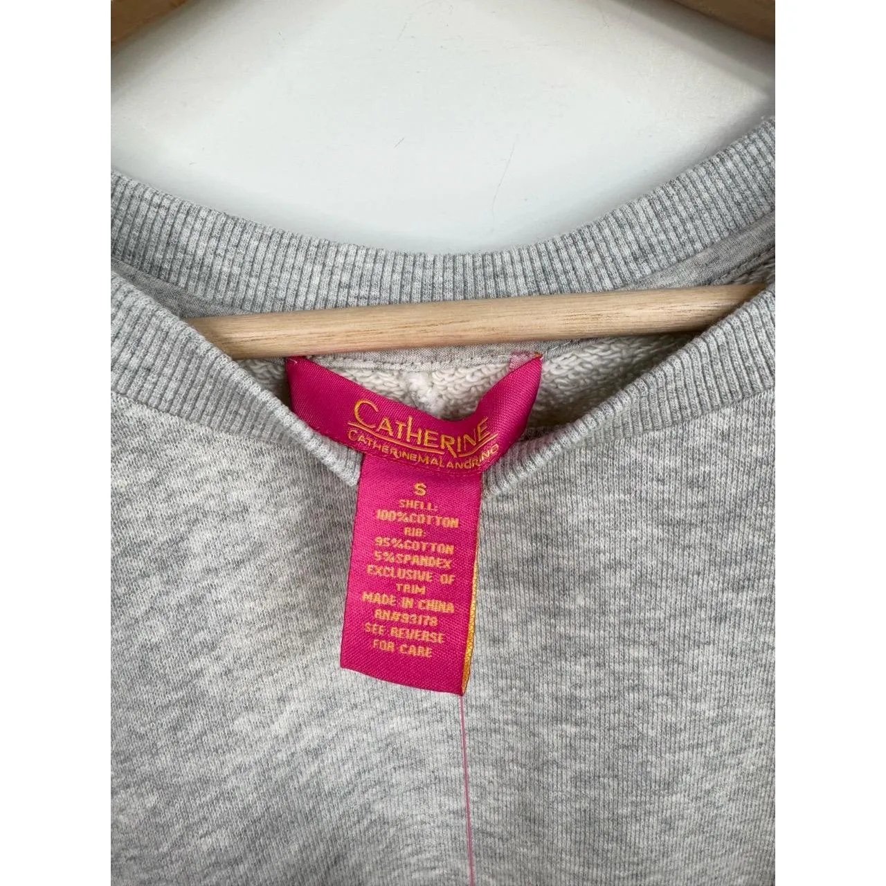 Catherine Malandrino Size S Grey Heather Pearl Studded Short Sleeve Sweatshirt - Image 5