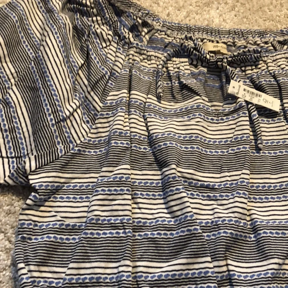 Madewell Jacquard keyhole cotton crop top in stripe - Image 5