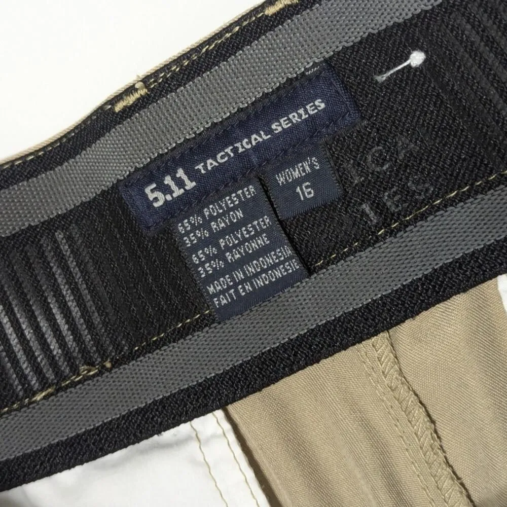 5.11 Tactical Khaki Tan Cargo Pants Beige Uniform Class B Womens 16 Unhemmed - Image 3