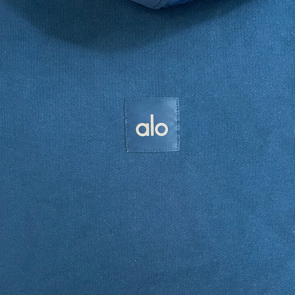 ALO Yoga NWT In The Air Short Sleeve Cropped Hoodie Eclipse Blue Size M - Image 11