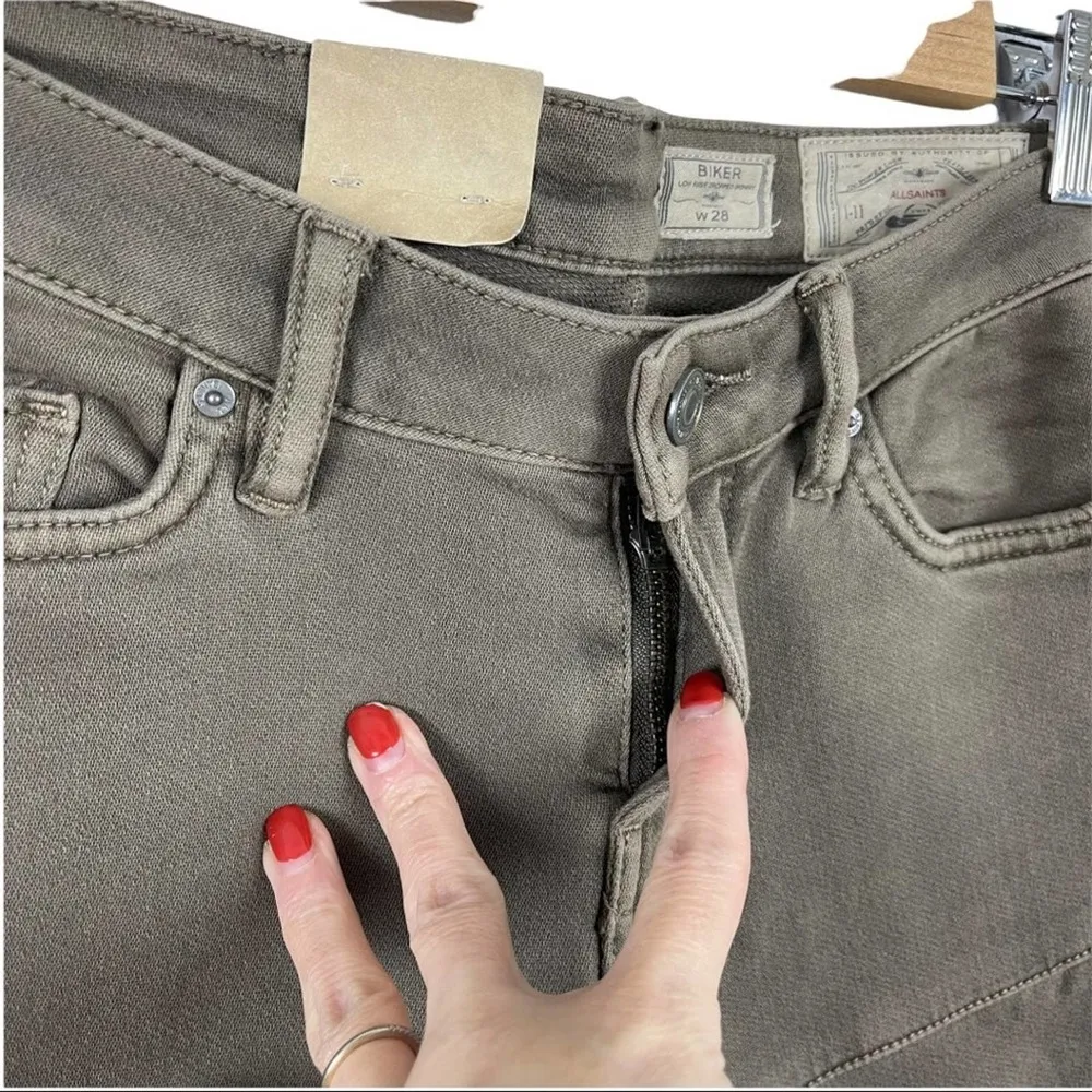 NWT All Saints Biker Moto Zipper Accents Ankles Cropped Skinny Jeans Size 28 - Image 3