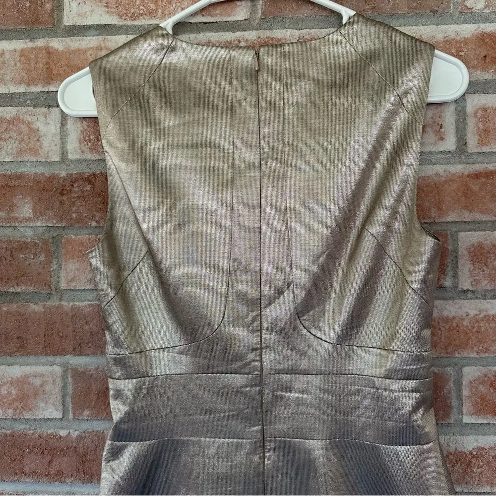 Karen Millen Metallic Champagne Gold Cocktail Dress Women’s 4 Fit Flare - Image 7