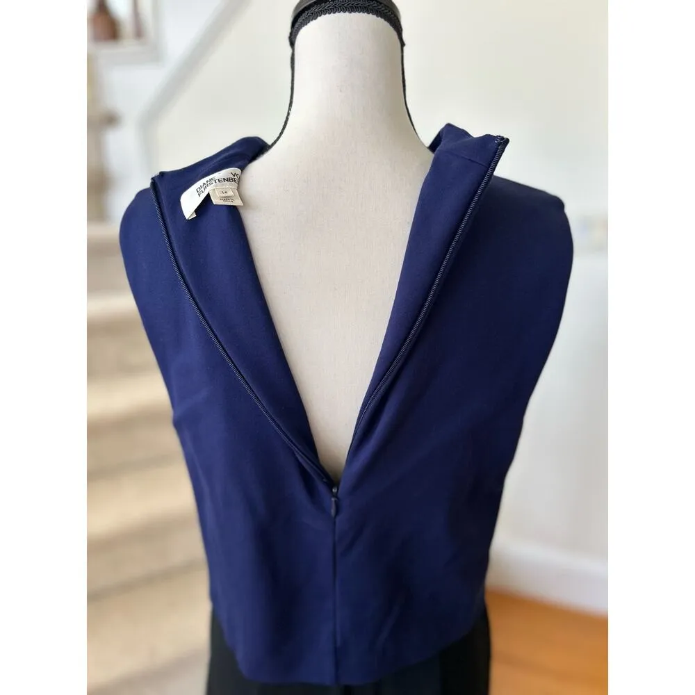 Diane Von Furstenberg Tali Navy & Black Sleeveless Sheath Dress - Image 6