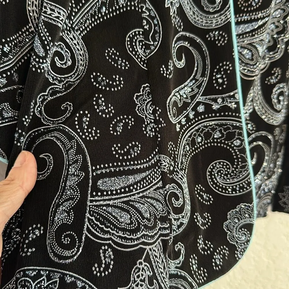 Alex Evenings Set Paisley Jacket Tank Top Set Glitter Black Wedding Formal Party - Image 7