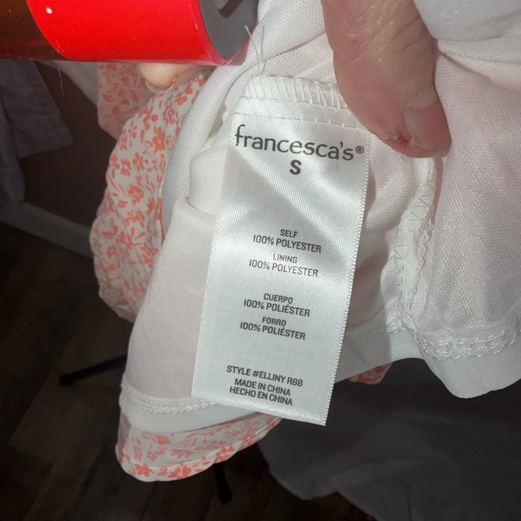 Blue Rain Pink Floral Spaghetti Strap Front Tie Bow Accent Romper Size Small - Image 10