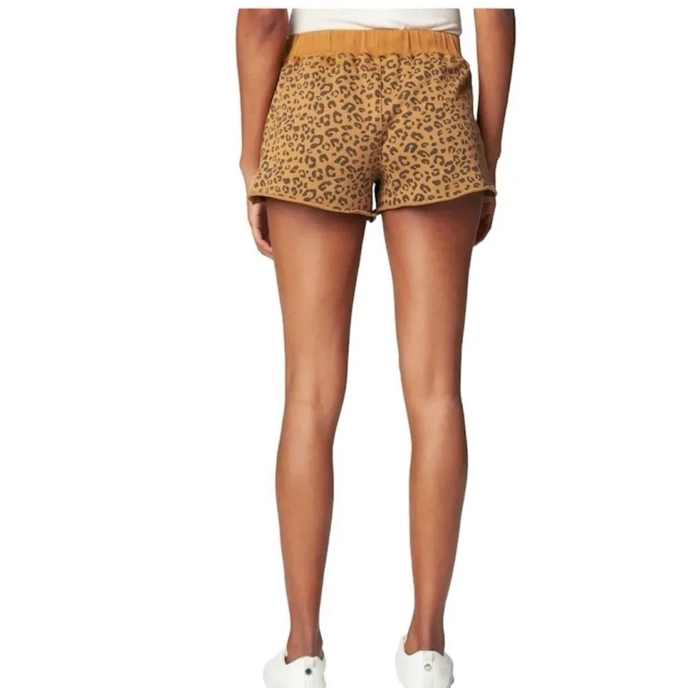 BLANKNYC Leopard Print Drawstring Lounge Shorts Womens XS Brown Tan Cotton Blend - Image 2