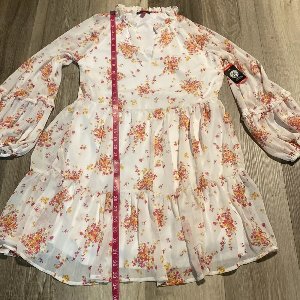 New Vince Camuto boho floral V-neck tiered ruffle mini dress size XS - Image 9