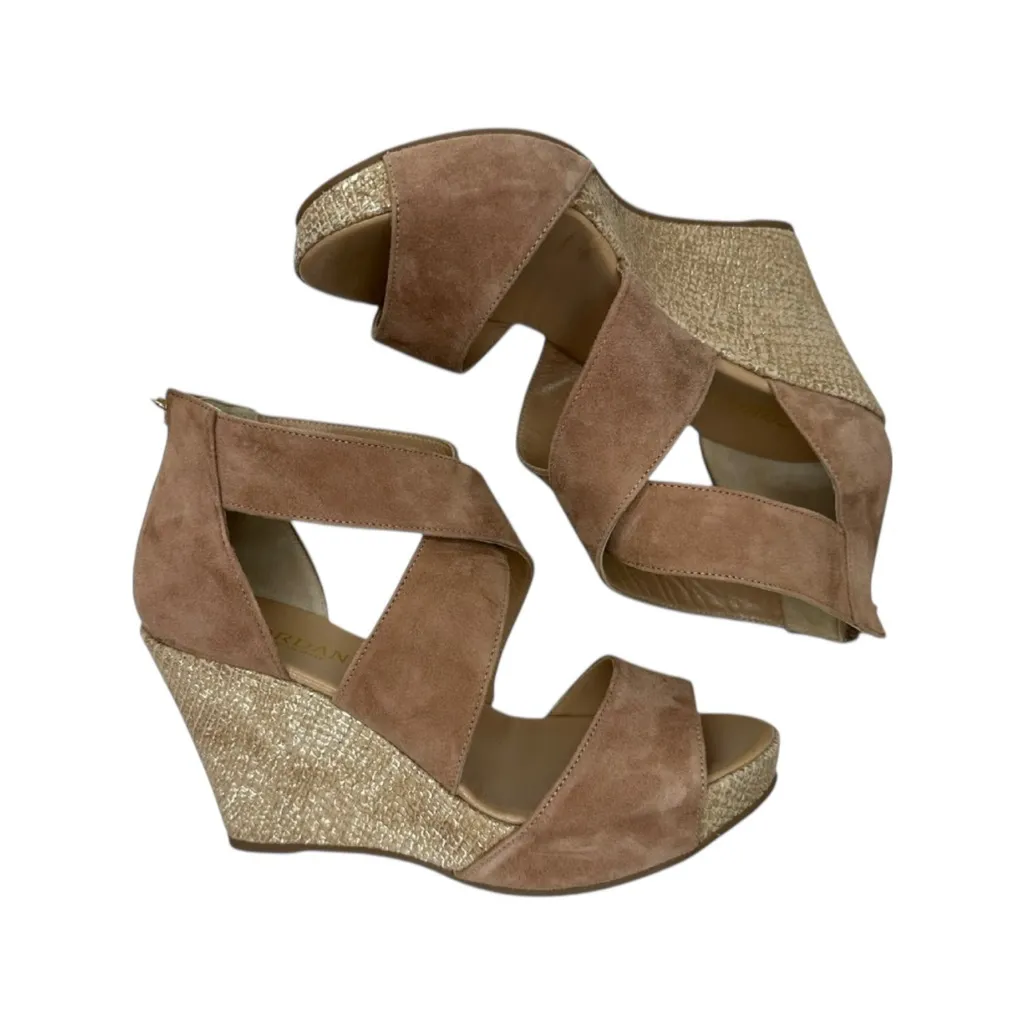 CORDANI Brown Suede Wedge Sandals Size 39 Wedges Tan - Image 11