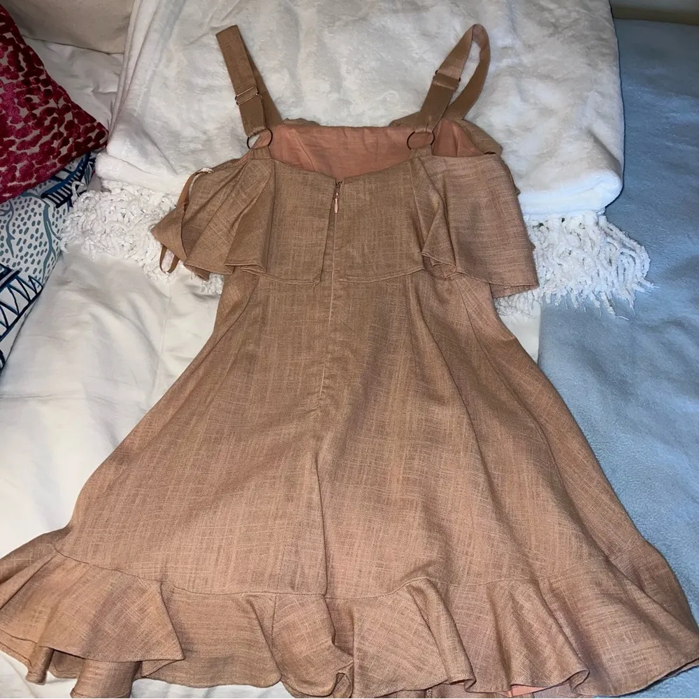 ruffle light pink/tan mini dress XS - Image 3