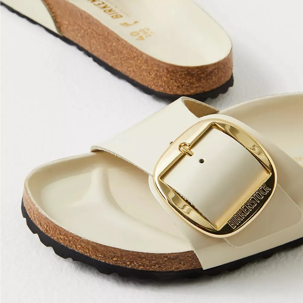 NWOB Birkenstock Madrid Big Buckle High Shine Sandals in Ecru Cream - Image 2