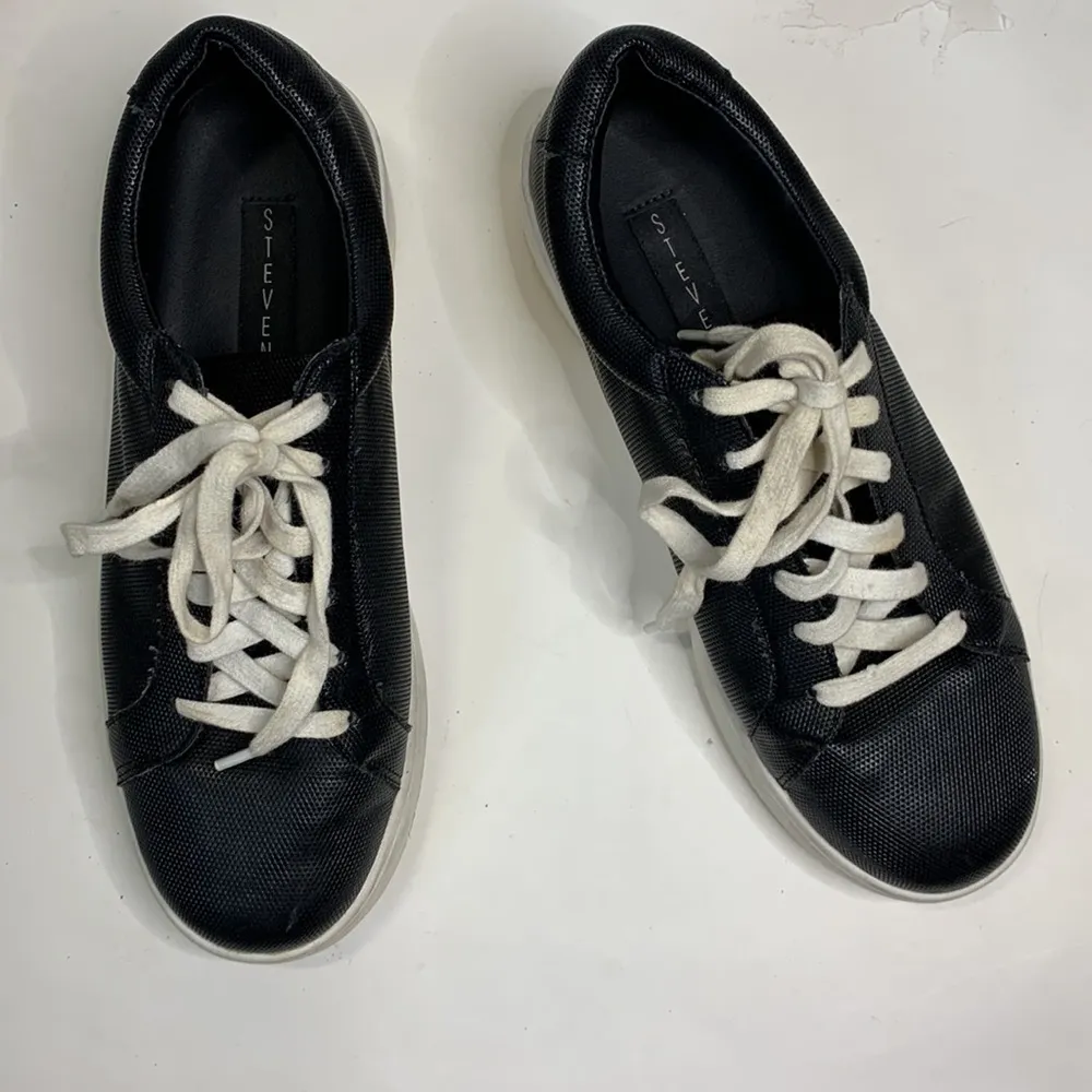 Steve Madden Black Lace-up Haris Platform Sneakers Shoes S-142 Size 10 - Image 2