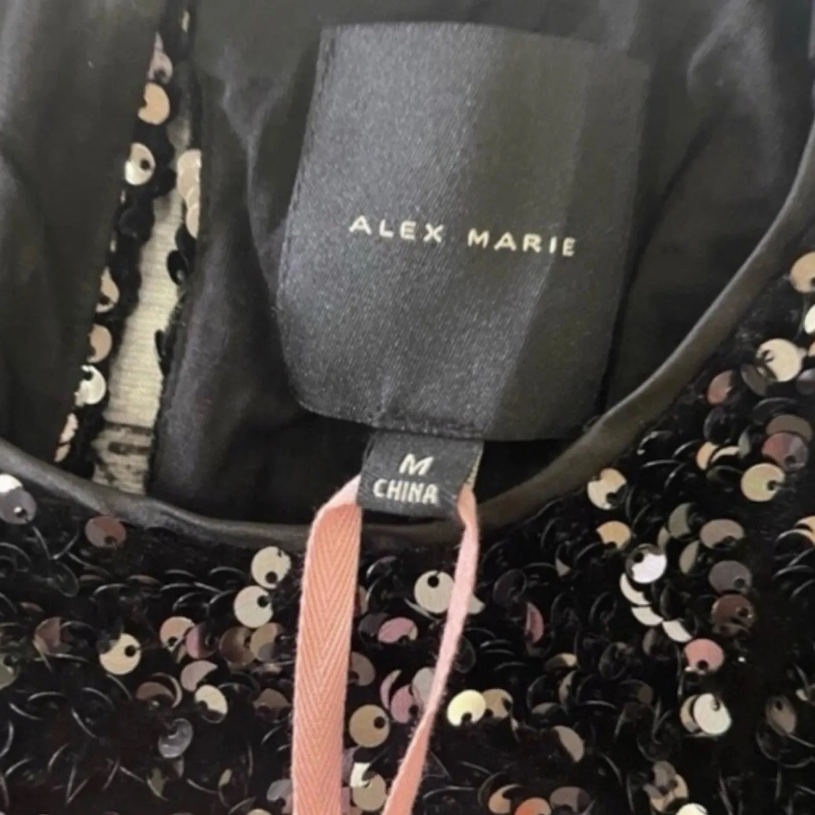 Alex Marie NWT Lia Sequined Crew Neck Short Sleeve Stretch Velvet Black Bls MD - Image 10