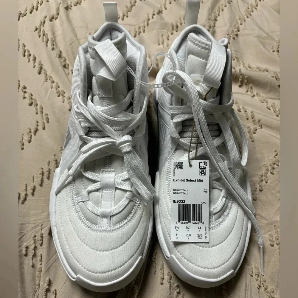 New Adidas Exhibit Select Mid White Silver  Basketball Court Shoes Women Size 11 - Image 2