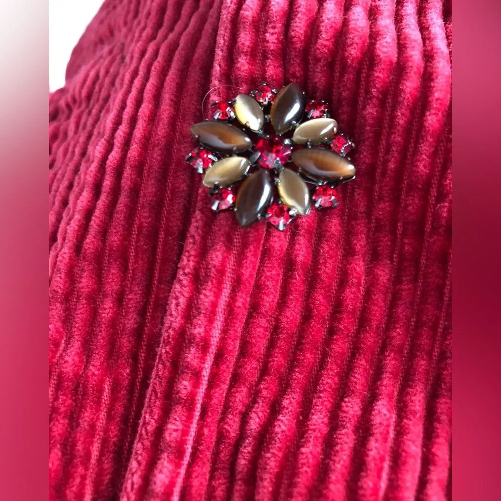 J. Jill Ribbed Cotton Corduroy Jacket Jeweled Buttons snap front women sz S - Image 6