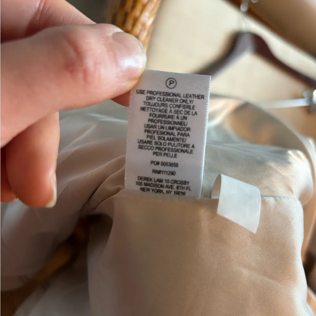 Derek Lam 10 Crosby Lamb Leather Jacket — Size 6 — Beige w/ Black Stripes - Image 13