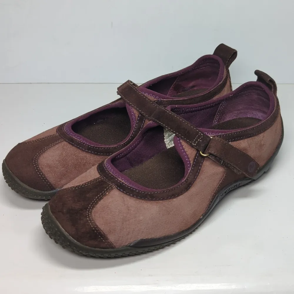 Merrell Brown and Purple Mary Jane sporty ballet flat sneaker Flats Granola Girl - Image 2