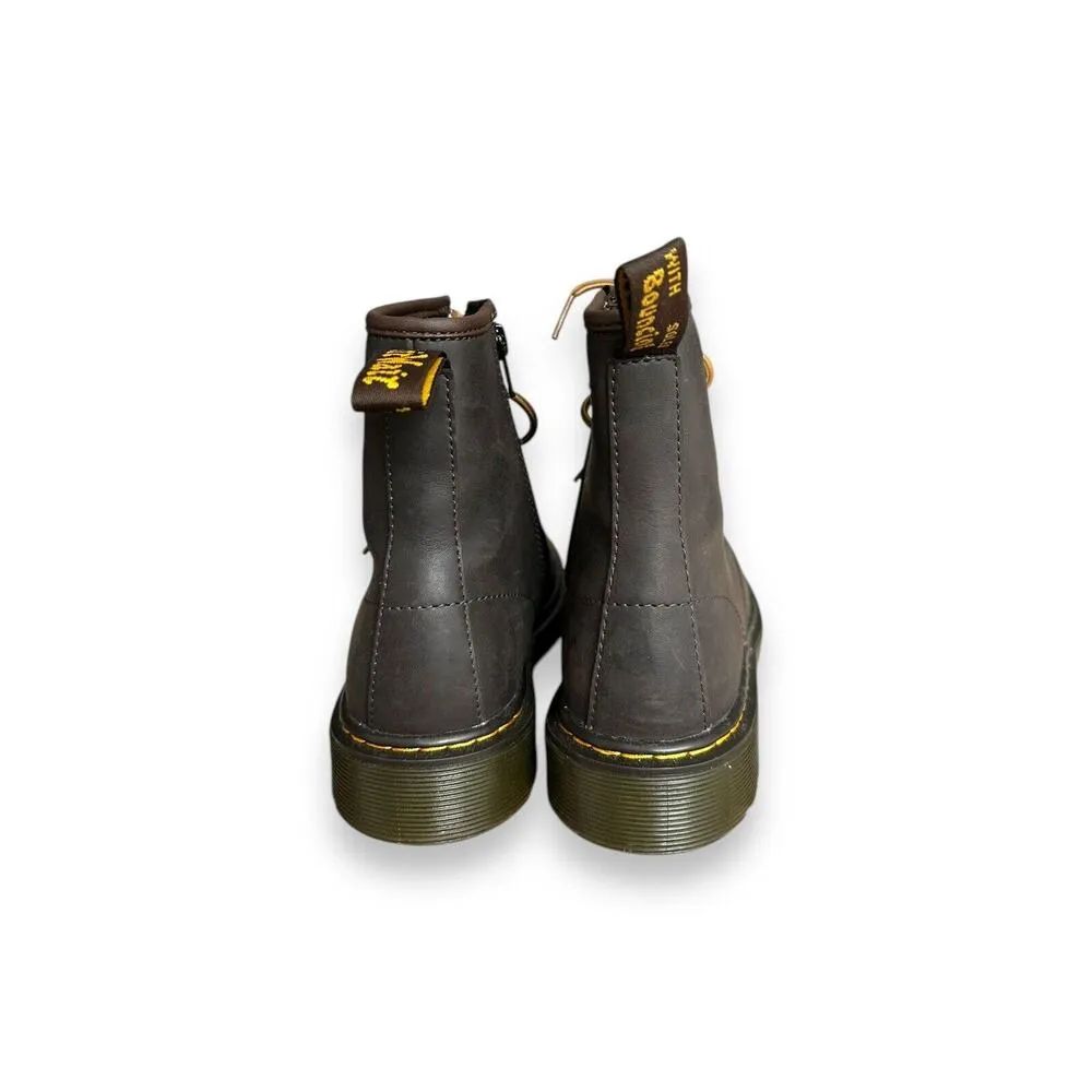 Dr. Martens Women's 1460Y US6 Brown Leather Side Zip Lace Up Combat Boots - Image 6