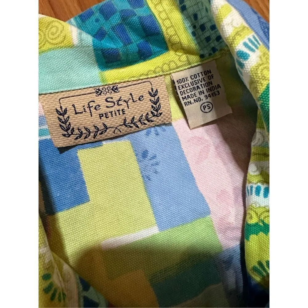 Life Style Petite Women's Boho Embellished Pastel Color Denim Jacket Small Blue Size undefined - Image 3