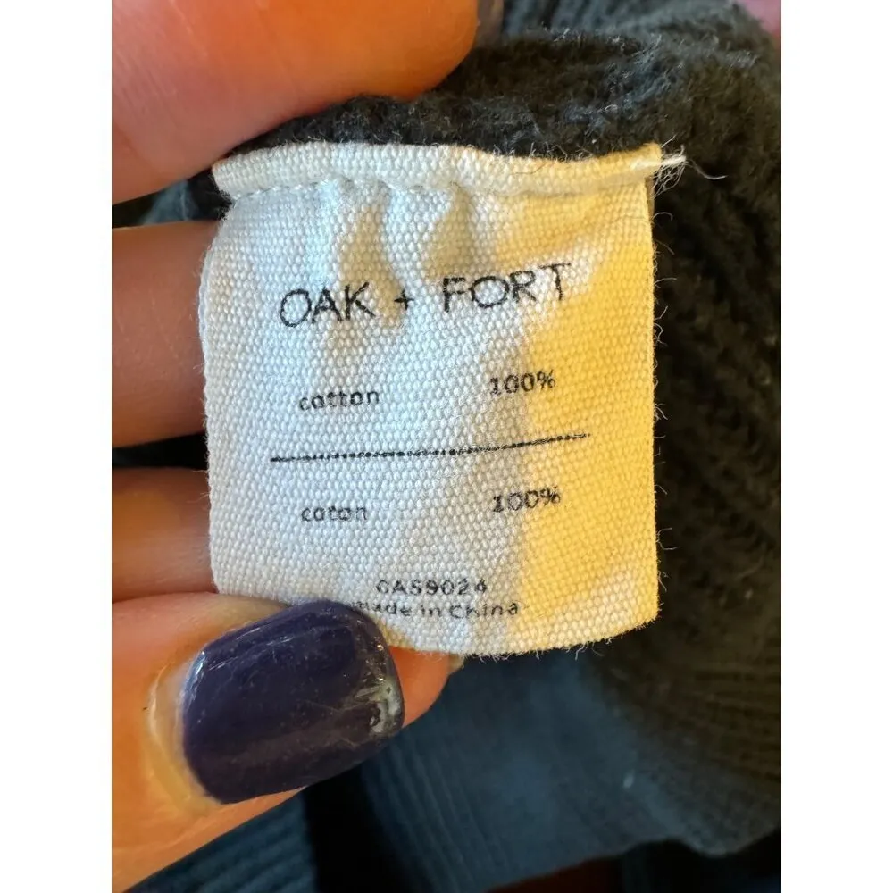 Oak + Fort‎ Sweater Women XS Washed Black Ribbed Knit Cotton Crew Neck Pullover - Image 8