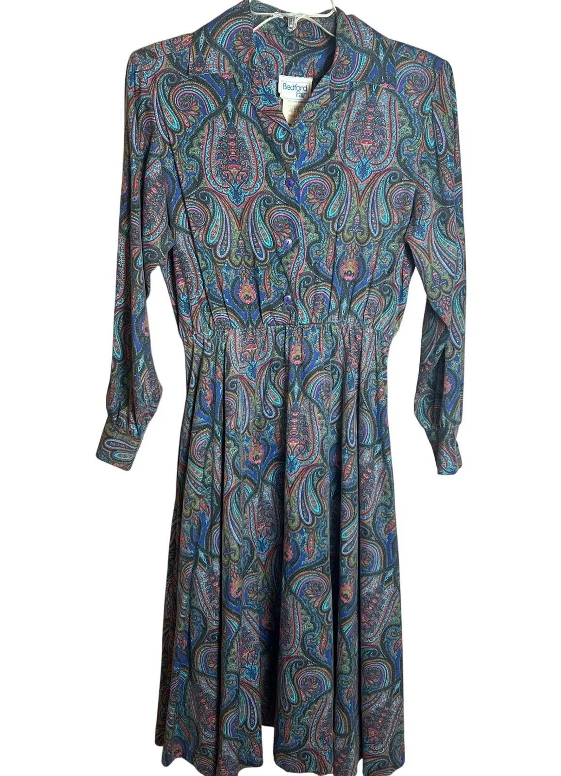 Vintage Bedford Fair Paisley Midi Dress Women's 6p Made in USA Cottagecore Retro - Image 1