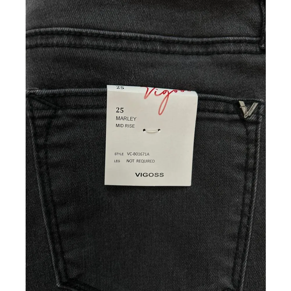 Vigoss Black Denim Marley Bermuda Distressed Cuffed Mid Rise Shorts Size 25 | 2 - Image 7